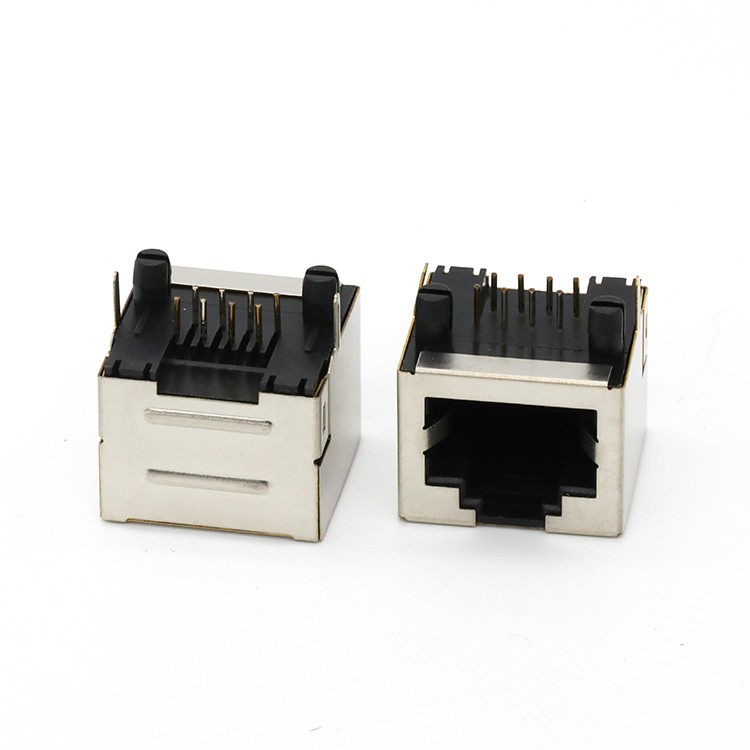 Single Port 8P8C RJ45 Female Socket Connector PCB Mount R/A