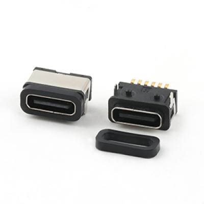 IPX7 Waterproof USB C Female Connector 6Pin SMT Type