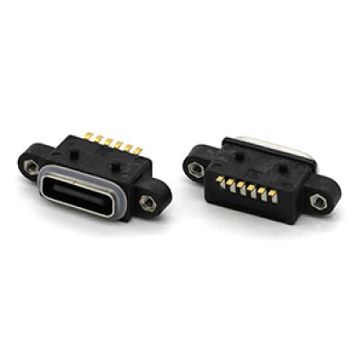 IPX8 Waterproof 6P USB C Female connector SMT type
