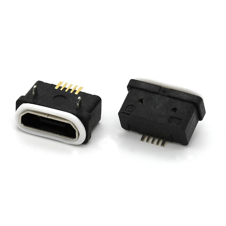 Surface Mount Waterproof Micro USB 5P Female Type B Connector Based On IP66 