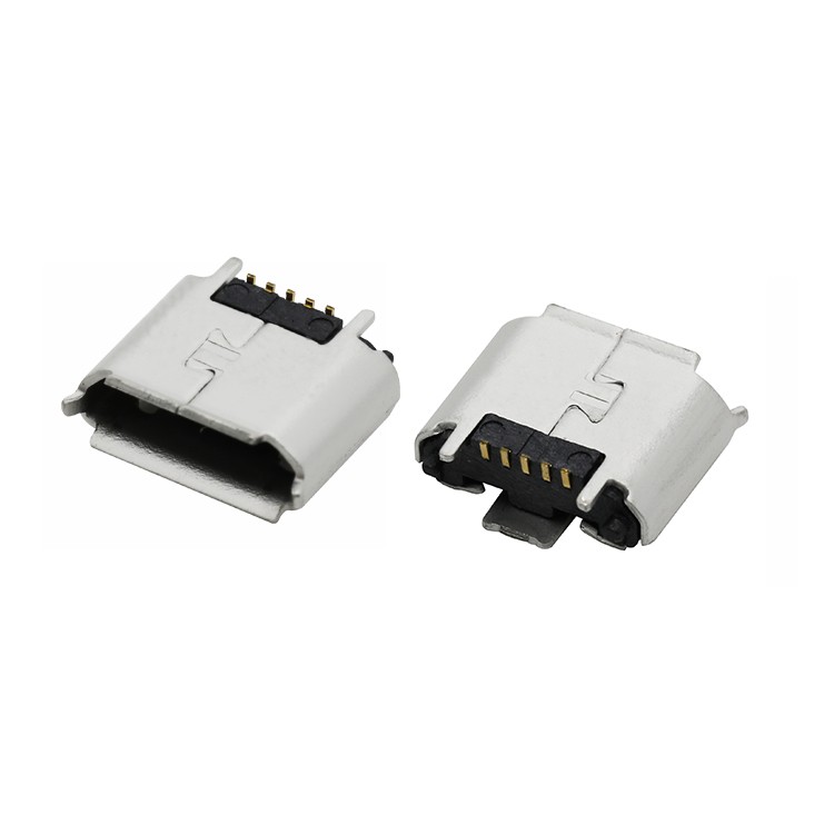 Vertical Surface Mount Micro USB 2.0 Female B Type Connector 180D 5Pin 