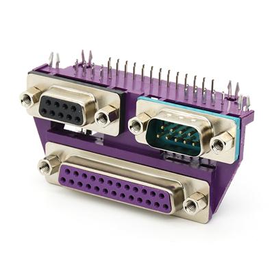 DB D-SUB Connector 25Pin Female-9Pin Male+9Pin Female  VGA  Connector with Fork and Screw