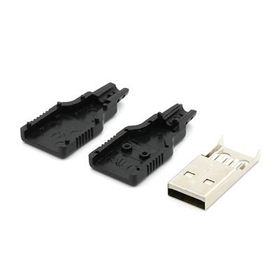 DIY USB 2.0 A Type 4Pin Male Plug connector with Black Plastic Cover