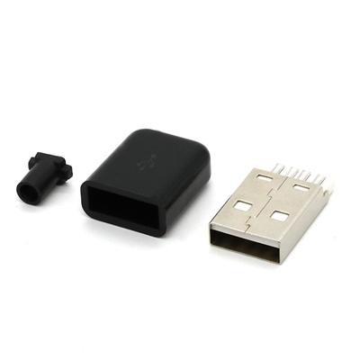DIY USB 2.0 Male Plug Connector with Black Shell USB Type A Kit Connector 
