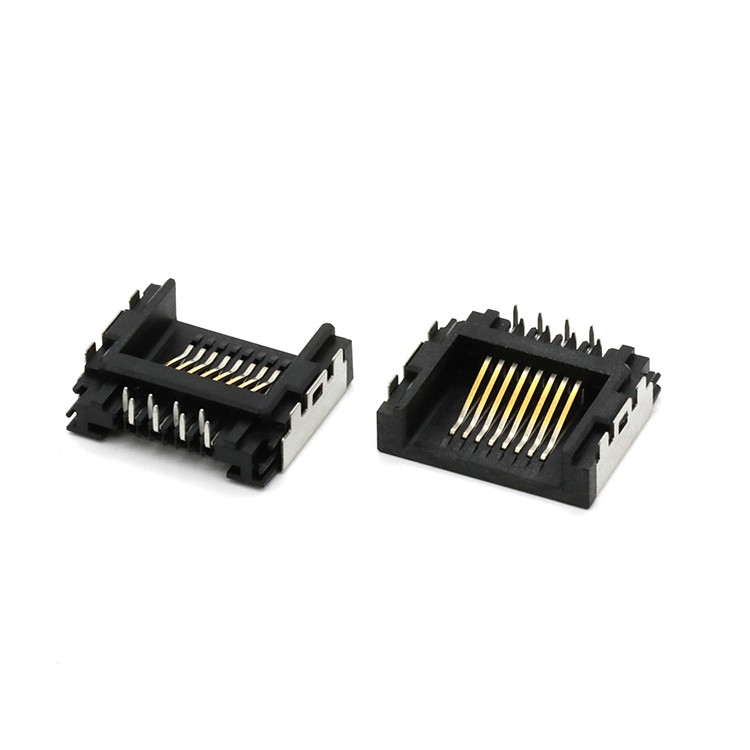 1X1 RJ45  8P8C Female Single Port Connector Dip Type Mid Mount  3.7MM  with Led Light