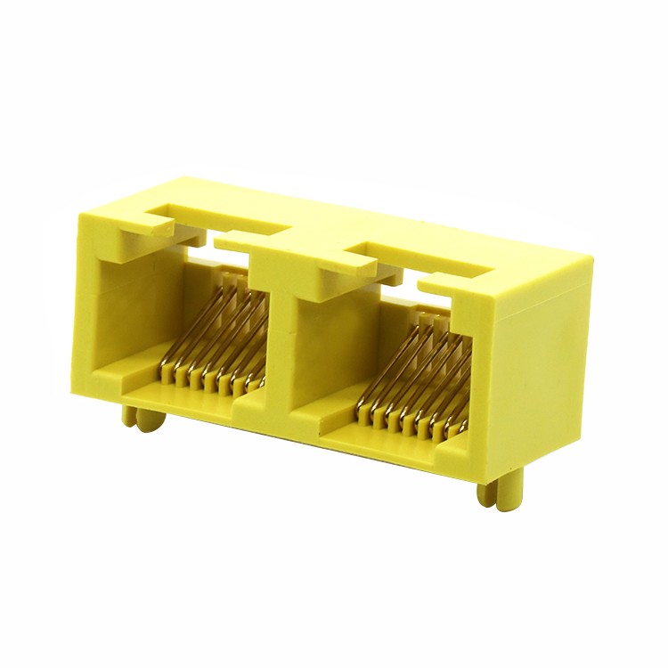 1X2 Port RJ45-5301 8P8C Female Modular Jack Network Connector Dip Type for PCB