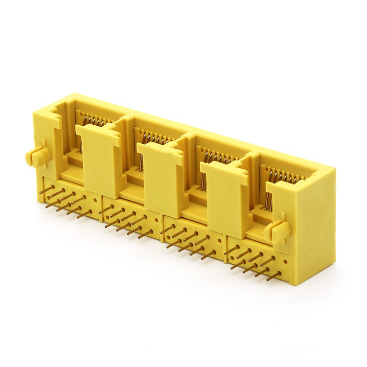 RJ45 5622 8P8C 1X4 Port Right Angle Female Socket Ethernet Connector Dip Type