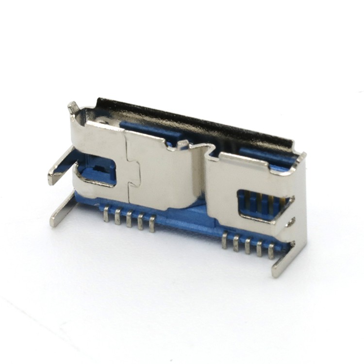 Type B Micro USB 3.0 Female Receptacle PCB Connector 10Pin with Flange