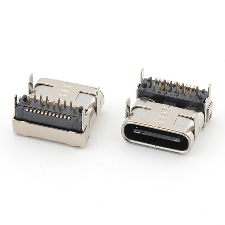 Top Mount USB 3.1 Type C 24Pin Female Connector Double Shell,L=8.65MM