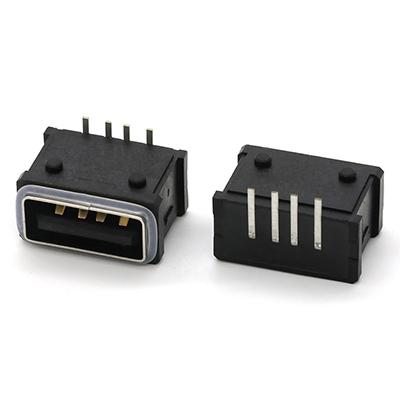 IP67 Rating Waterproof Type A Female USB 2.0 AF Connector 4Pin DIP Type