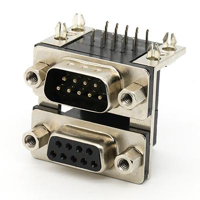 Right Angle DB 9Pin Male Connector to DB9 Female Socket D-SUB Connector with Screw