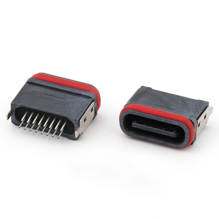 16Pin Through Hole IP67 Waterproof USB Type C Female Connector L7.45MM 