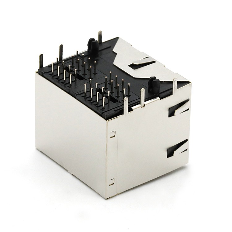 90Degree Dip Type 5921 2x2 Ports RJ45 8P8C Female Connector 