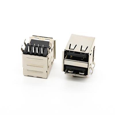 Top Mount Right Angle 8Pin Dual USB 2.0 A Type Female Connector