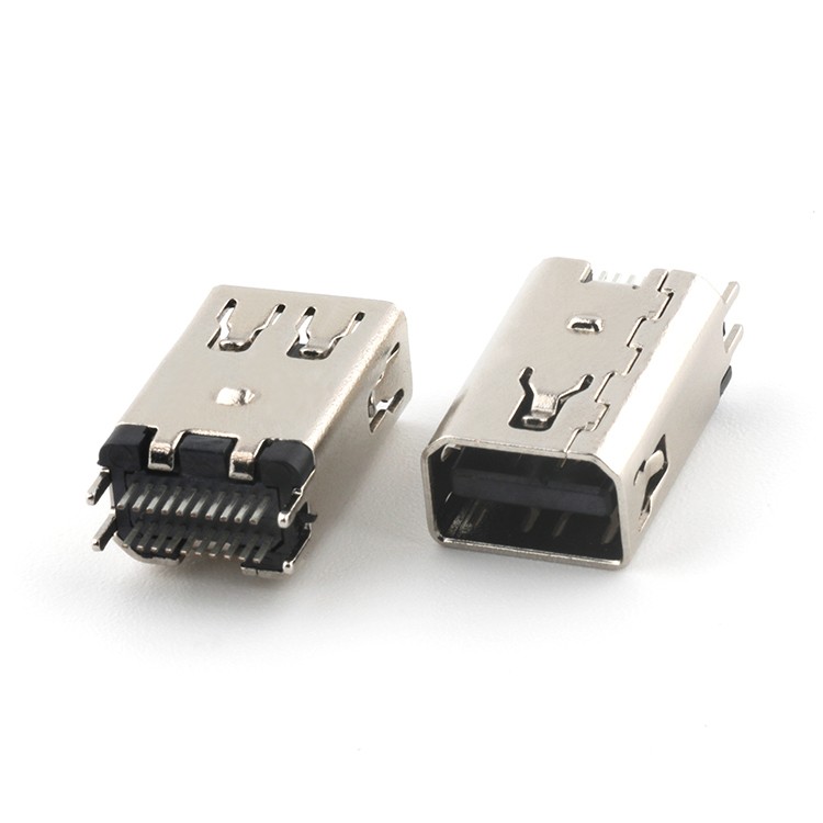 Vertical Dip Type 20P Mini DP Female Connector For Wire Soldering 