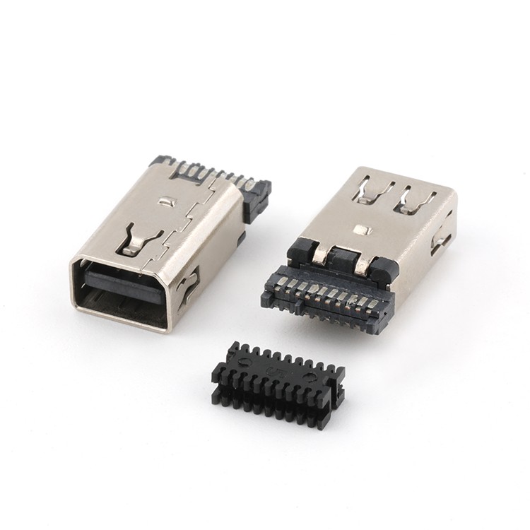 Vertical 180Degree Mini DP 20P Female Connector For Wire Soldering