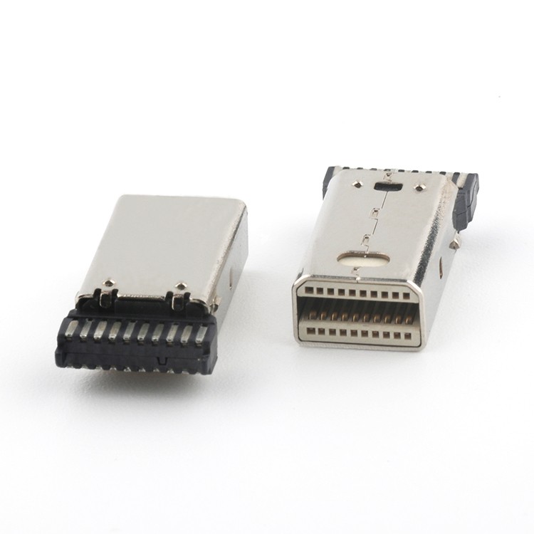 Vertical 180Degree Mini DP 20P Male Connector For Wire Soldering