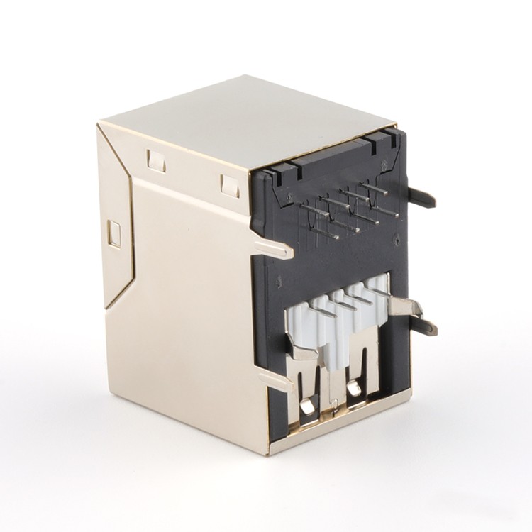 Dip Type 90Degree without Leds RJ45 with Single USB 2.0 Female Connector