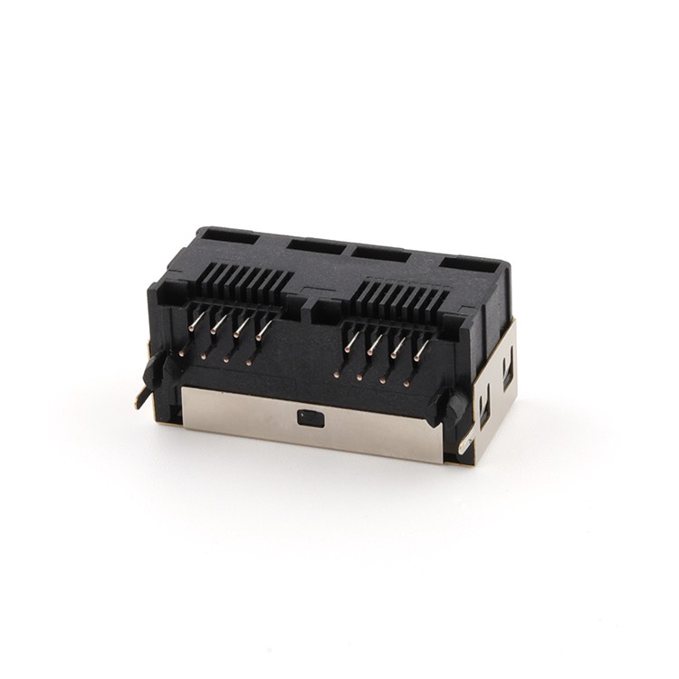 RJ45 Connector TAB UP DIP Type 1X2 Port 8P8C RJ45 Female Connector