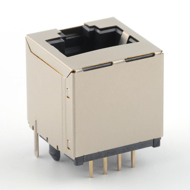 Vertical Dip Type Single Port RJ45 Female Ethernet Connector