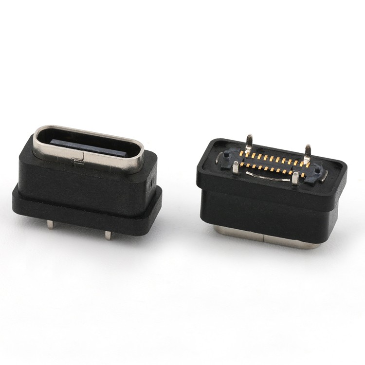 Vertical 24Pin IPX6 Waterproof USB Type C Female Connector,H=6.5MM