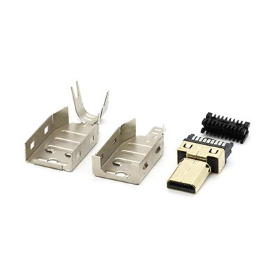 4 In 1 High Definition Multimedia Interface D Type Male Connector with Wire Soldering