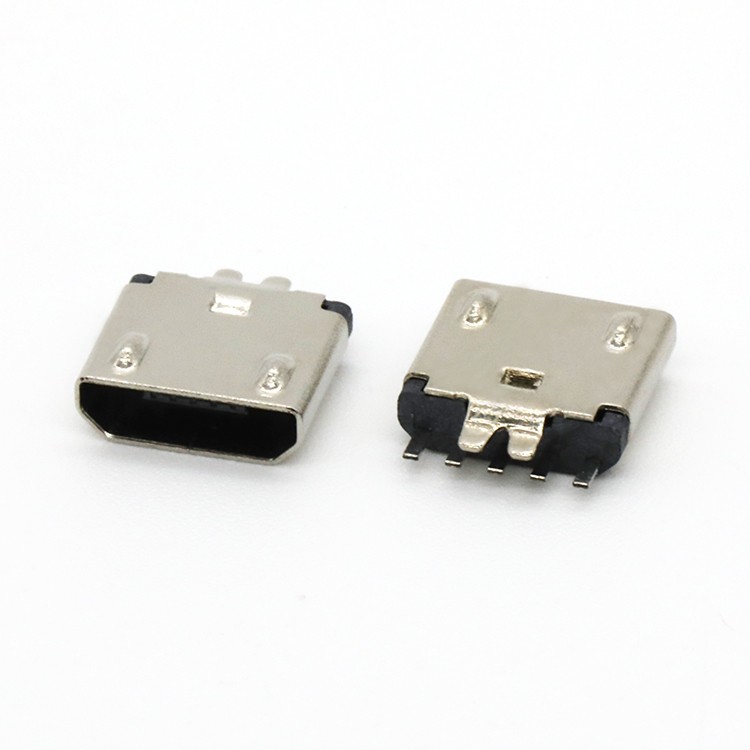 5P Micro USB B Type Female Socket Connector for 0.8MM PCB