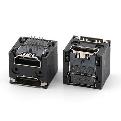 90Degree Dip Type Dual Stracked High Definition Multimedia Interface Female Connector