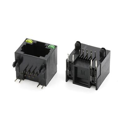 Right Angle DipType RJ45 Female Connector with LED Light