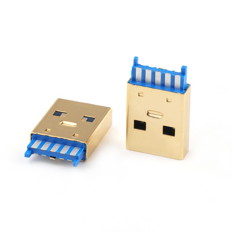 Gold Plating Vertical USB 3.0 A Type Male 5+5P Soldering Connector