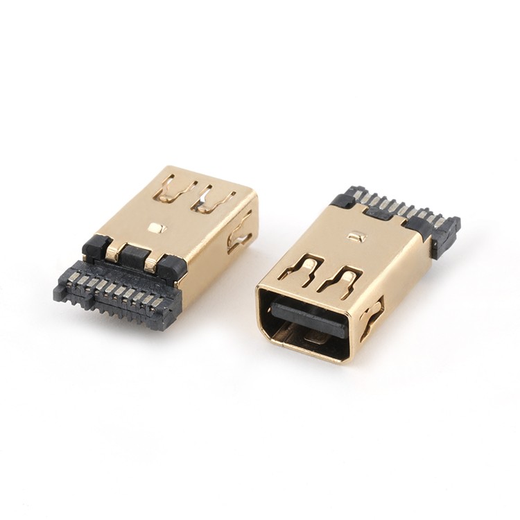 Gold Plating 20Pin Mini Displayport Female Solder Connector DP Connector