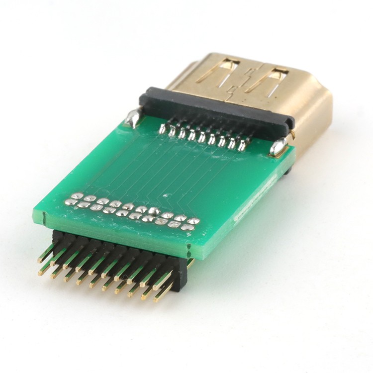 Gold Plated 20Pin HD-MI A Type Female TO Pin Header Right Angle Adapter