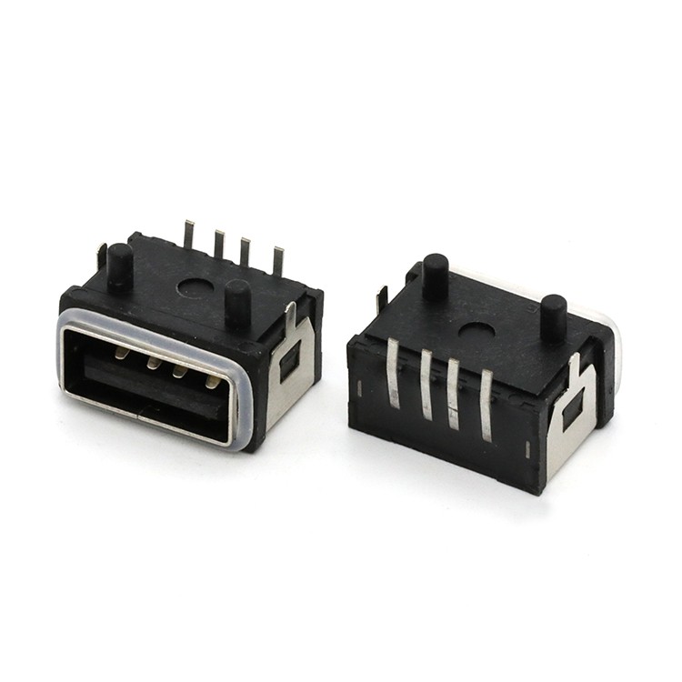 IP68 Rating Waterproof USB 2.0 Type A Female DIP Connector 4Pin for Mobile Phone