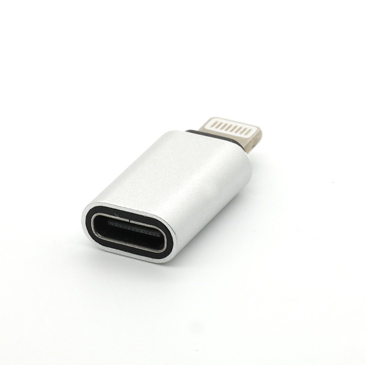 Nickel Plated Lightning Male To USB Type C Female OTG Converter AdApter