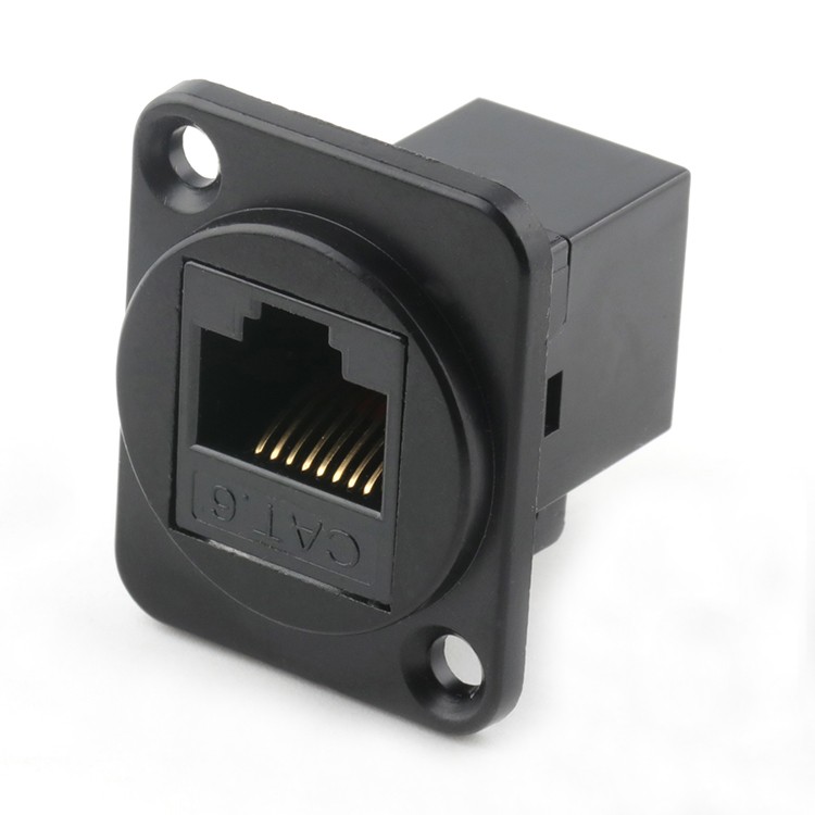 RJ45 8P8C Cat.6A Connector Dual Port Ethernet RJ45 Female Panel Mount Connector